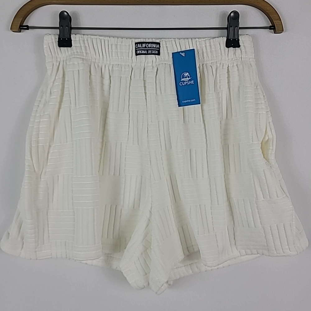 NWT Cupshe Women’s Soft Terry Geometric Pull On Shorts Size S